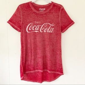 Coca Cola Logo Burnout Hi Lo Tee Size Large